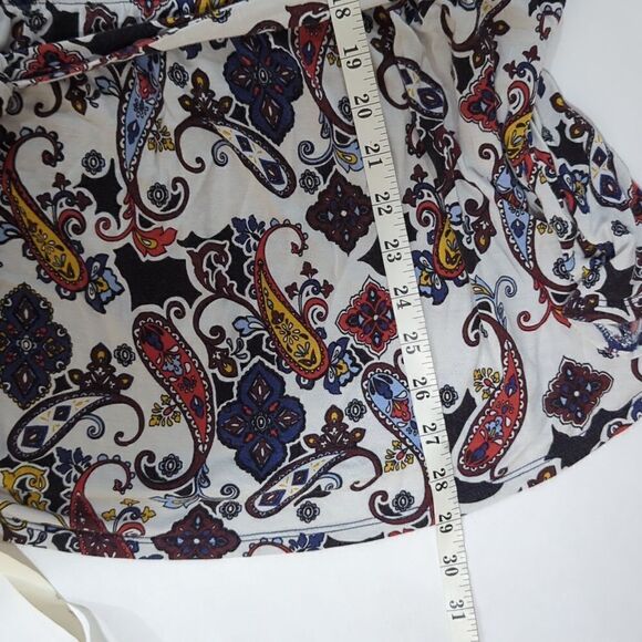 Lane Bryant Womens Top 22/24 Multicolor Paisley Print Blouse Tie Waist - Picture 9 of 9